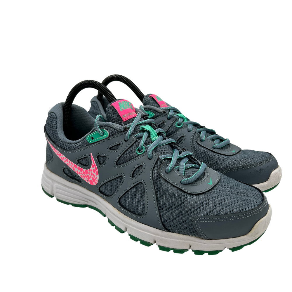Nike Revolution 2 Shoes Womens Size 9.5 Gray Pink Green Running Sneakers